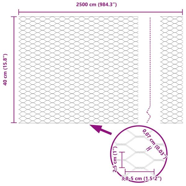 Zaunpfosten 11 Stück U-Kanal Grau 40 cm Stahl, Sechseckzaun Grau 0.4x25 m Stahl