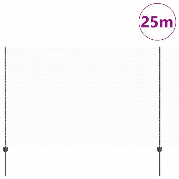 Zaunpfosten 22 Stk U-Kanal Grau 160 cm Stahl, Sechseckzaun Grau 1,6x25 m Stahl