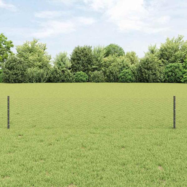 ARDEBO.de - Zaunpfosten 11 Stück U-Profil Grau 40 cm Stahl, Sechskantzaun Grau 0.4x100 m Stahl