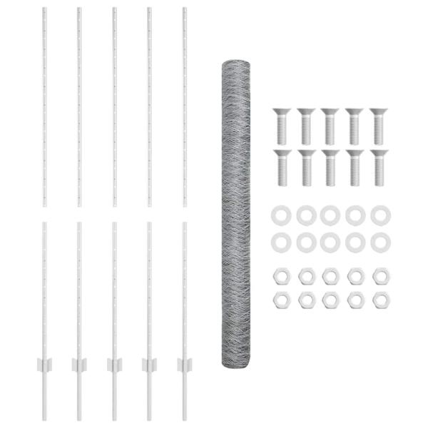Zaunpfosten 10 Stück U-Kanal 150 cm verzinkter Stahl, Sechseckzaun 1,5x10 m verzinkter Stahl