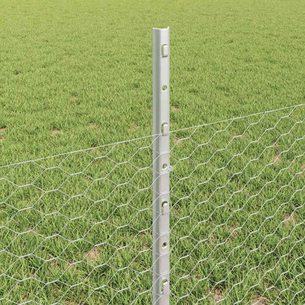 Zaunpfosten 11 Stück U-Kanal 60 cm Verzinkter Stahl, Sechseckzaun 0,5x50 m Verzinkter Stahl