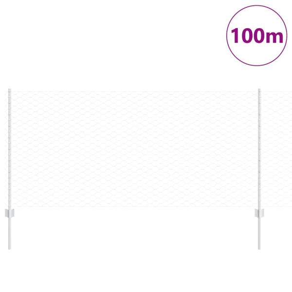 Zaunpfosten 22 Stück U-Profil 100 cm Verzinkter Stahl, Sechseckzaun 1x100 m Verzinkter Stahl