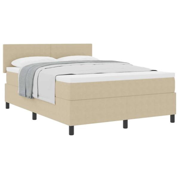 Boxspringbett mit Matratze in Hellgrün Grau 140x200 cm aus Cord-Stoff