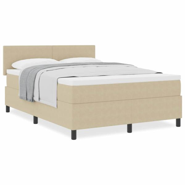 Boxspringbett mit Matratze in Hellgrün Grau 140x200 cm aus Cord-Stoff