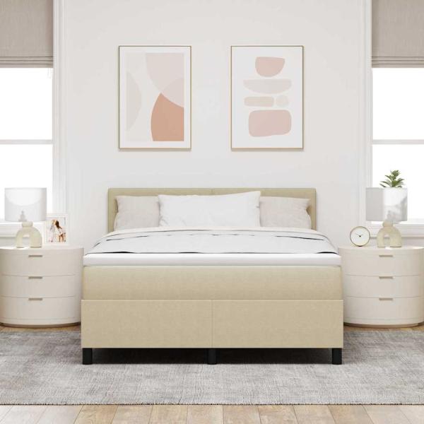 Boxspringbett mit Matratze in Hellgrün Grau 140x200 cm aus Cord-Stoff