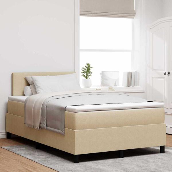 ARDEBO.de - Boxspringbett mit Matratze & LED-Licht Beig Grau 120x200 cm Cordstoff