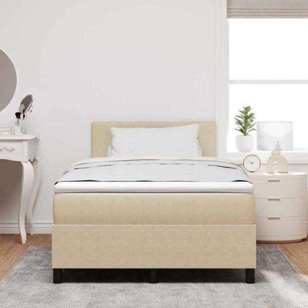 Boxspringbett mit Matratze & LED-Licht Beig Grau 120x200 cm Cordstoff