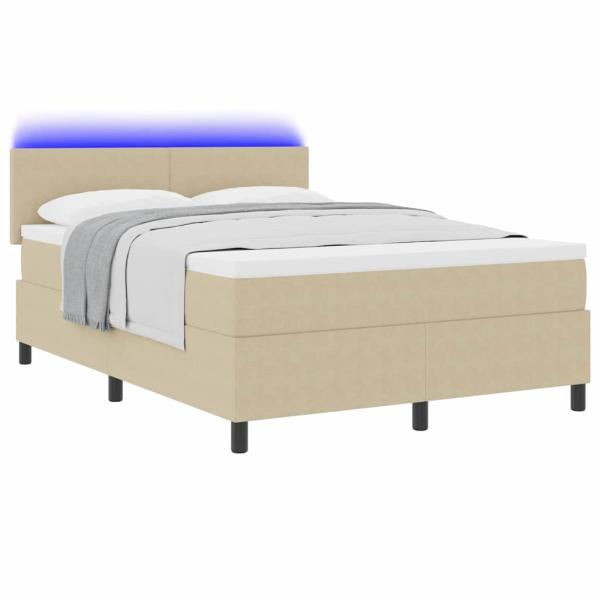 Boxspringbett mit Matratze & LED Licht Grün Grau 140x200 cm Cordstoff