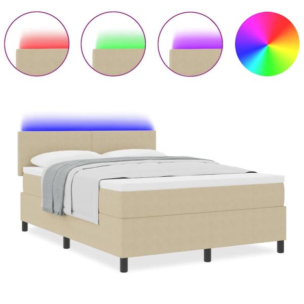 Boxspringbett mit Matratze & LED Licht Grün Grau 140x200 cm Cordstoff