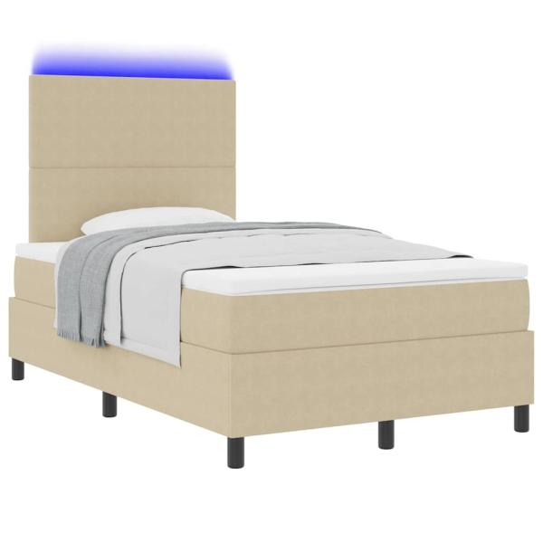 Boxspringbett mit Matratze & LED Licht Grün Grau 120x200 cm Cord-Stoff