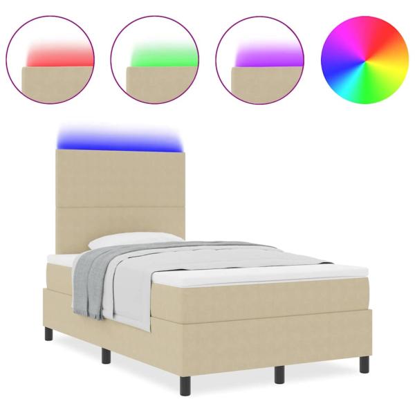 Boxspringbett mit Matratze & LED Licht Grün Grau 120x200 cm Cord-Stoff