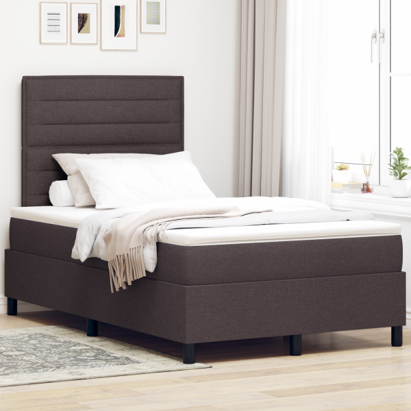 Boxspringbett mit Matratze Dunkelbraun 120x200 cm Stoff