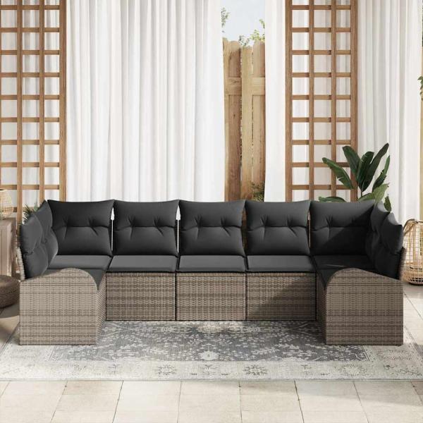 Garten Sofa Set 7-teilig Dunkelgrau Rattan Garten Sofa