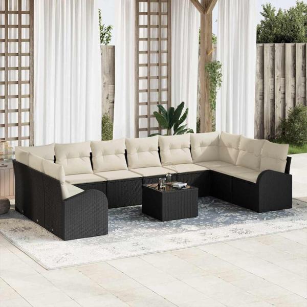 ARDEBO.de - 10-teiliges Garten-Sofa-Set mit Kissen in Braun Poly-Rattan