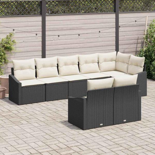 ARDEBO.de - Garten-Sofa-Set Set aus 8 Schwarz Rattan Garten-Sofa-Set