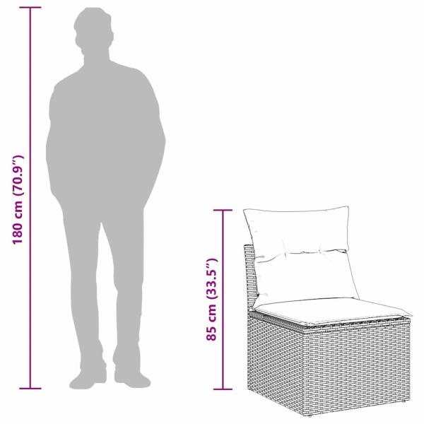 5-teilige Garten Sofa Set mit Kissen Schwarz Poly Rattan Akazie