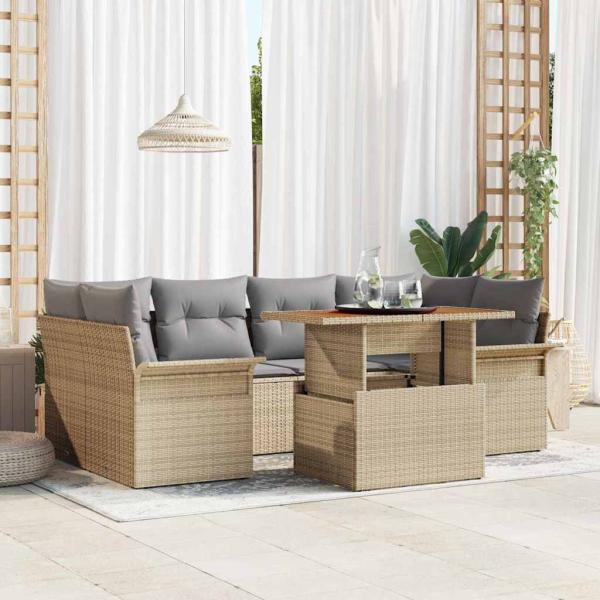 ARDEBO.de - Garten-Sofa-Set 7 stk. Beige und Hellgrau