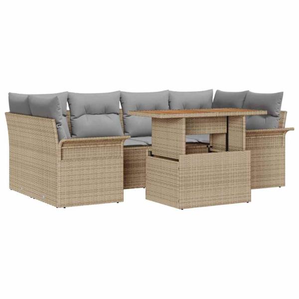 Garten-Sofa-Set 7 stk. Beige und Hellgrau