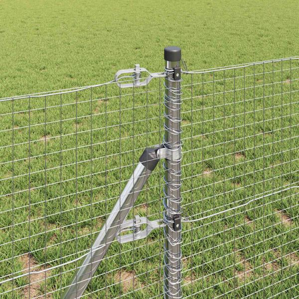 Geknoteter Drahtzaun mit 7 Pfosten 0,4x10 m aus feuerverzinktem Stahl
