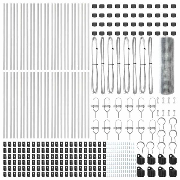 geschweißter Drahtzaun mit 13 Pfosten 0,6x100 m feuerverzinkter Stahl