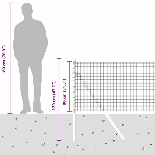 Schweißdrahtzaun mit 7 Pfosten Grün 0,8x10 m Stahl
