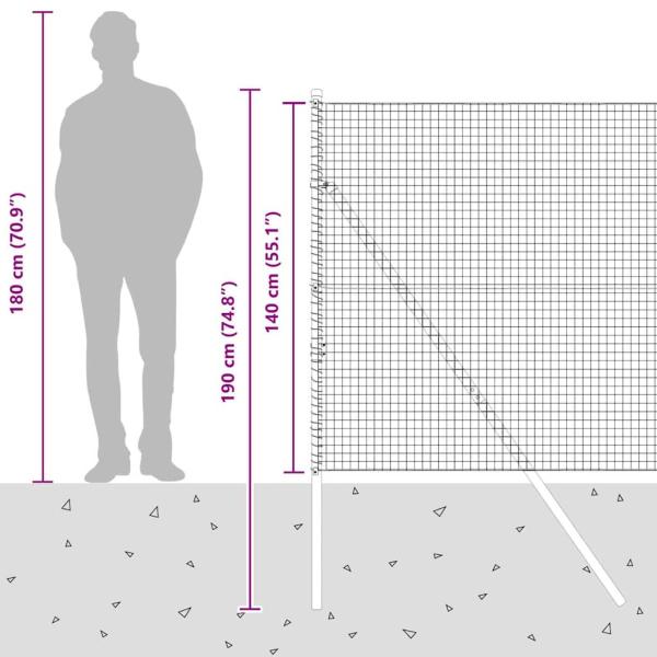 Schweißdrahtzaun mit 7 Pfosten Grün 1.4x10 m Stahl