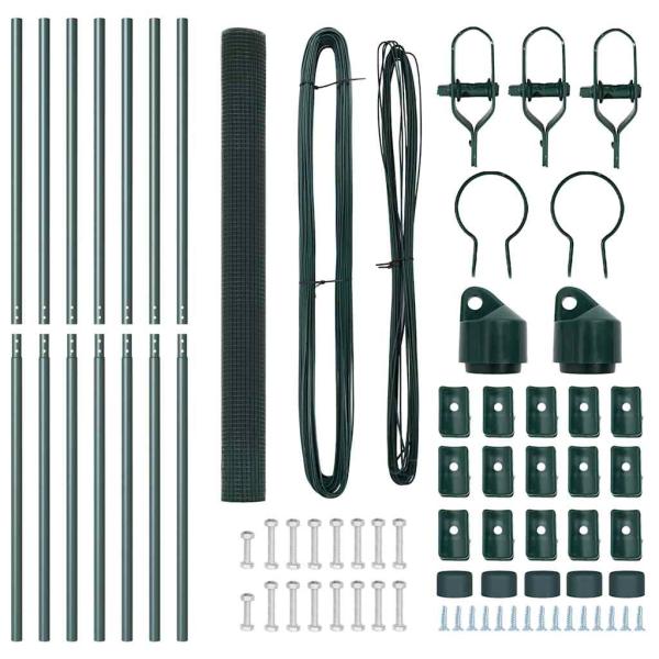 Schweißdrahtzaun mit 7 Pfosten Grün 1,6x10 m Stahl