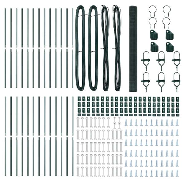 Geschweißter Drahtzaun mit 13 Pfosten Grün 1,5 x 50 m Stahl