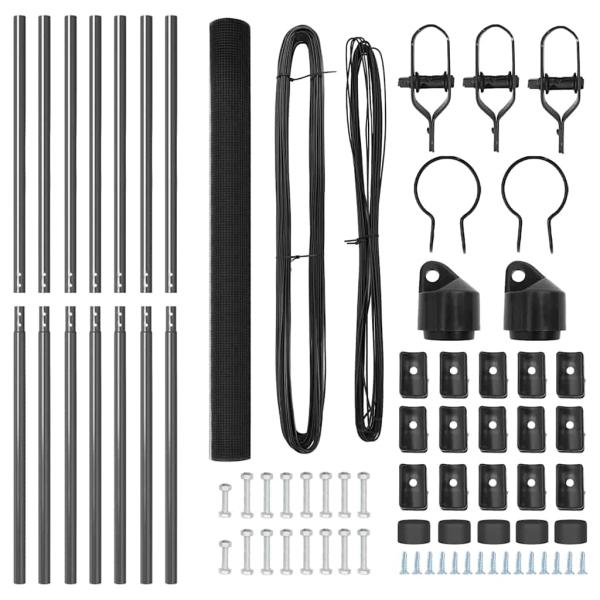 Geschweißter Drahtzaun mit 7 Pfosten Grau 1,5x10 m Stahl