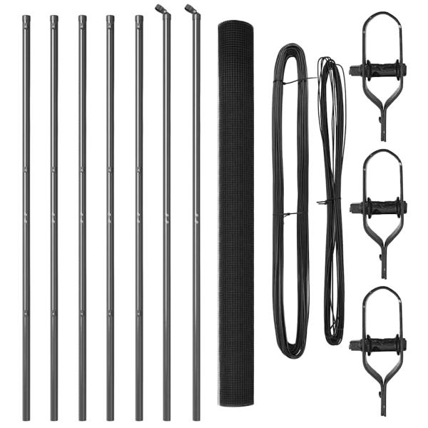 Schweißdrahtzaun mit 7 Pfosten Grau 1.6x10 m Stahl