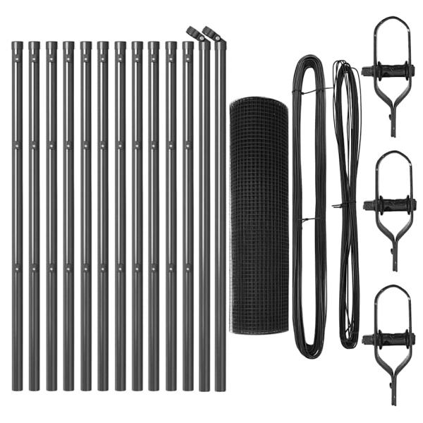 Zaunpfosten-Set Set aus 2 Grau Pulverbeschichteter Stahl Mittel