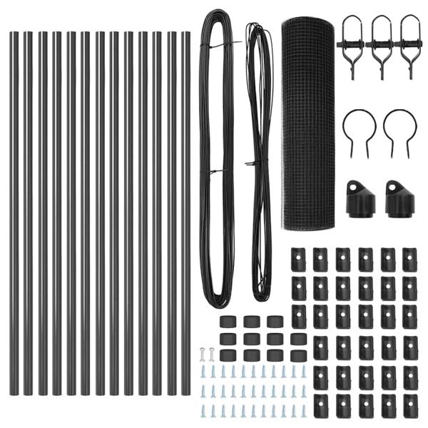Zaunpfosten-Set Set aus 2 Grau Pulverbeschichteter Stahl Mittel