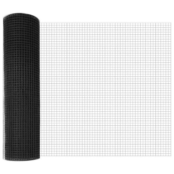 Zaunpfosten-Set Set aus 2 Grau Pulverbeschichteter Stahl Mittel