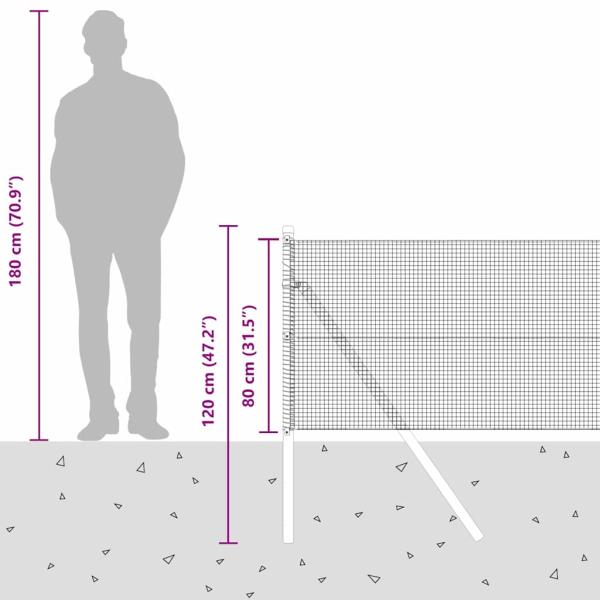Geschweißter Drahtzaun mit 13 Pfosten Grau 0.8x25 m Stahl