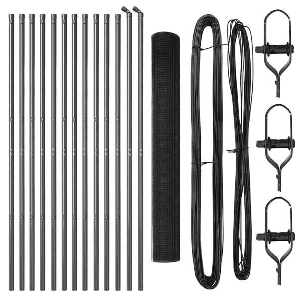 Zaunpfosten-Set 2er Set Grau Metall, Kunststoff 25 x 1 m Robust