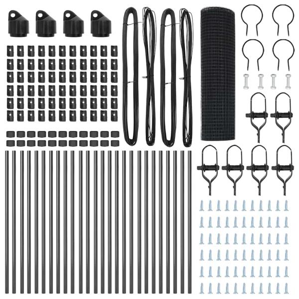 Geschweißter Drahtzaun mit 13 Pfosten Grau 0,4x50 m Stahl