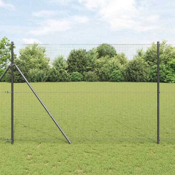 ARDEBO.de - Schweißdrahtzaun mit 7 Pfosten Grau 1,4x50 m Stahl