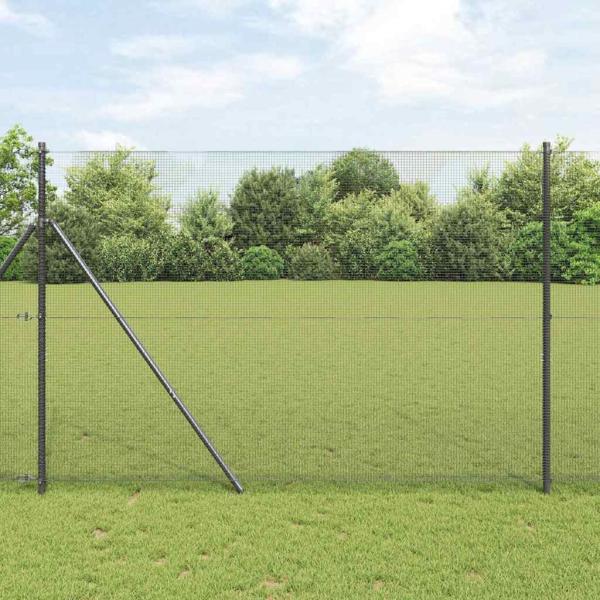 ARDEBO.de - Schweißdrahtzaun mit 13 Pfosten Grau 1,5x50 m Stahl