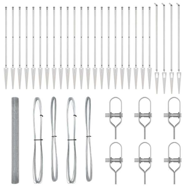 Schweissdrahtzaun mit 13 Spike-Pfosten 1,5x50 m Verzinkter Stahl