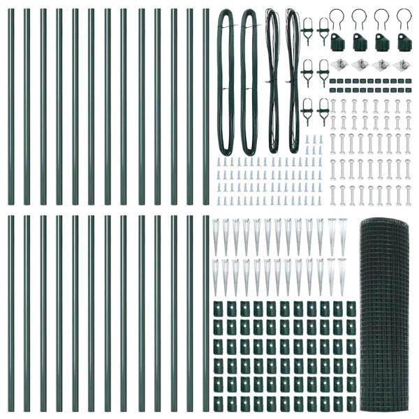 Geschweißter Drahtzaun mit 13 Spike-Posts Grün 1x50 m Stahl