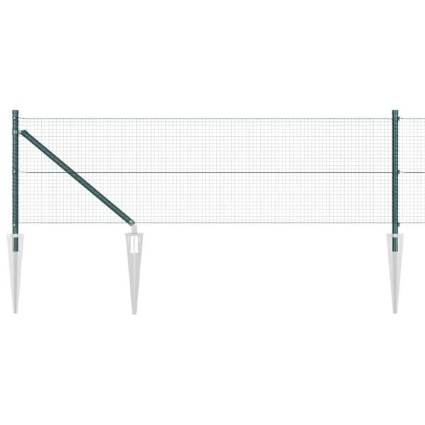 geschweißte Drahtzaun mit 13 Spike-Posten Grün 0.4x100 m Stahl