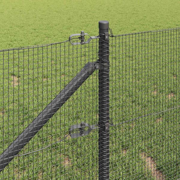 Schweißeisenzaun mit 7 Spike-Posts Grau 0.4 x 10 m Stahl