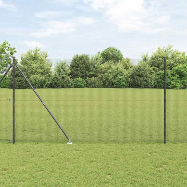 ARDEBO.de - Geschweißter Drahtzaun mit 7 Spikepfosten Grau 1.6 x 10 m Stahl