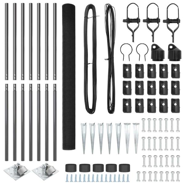Geschweißter Drahtzaun mit 7 Spikepfosten Grau 1.6 x 10 m Stahl