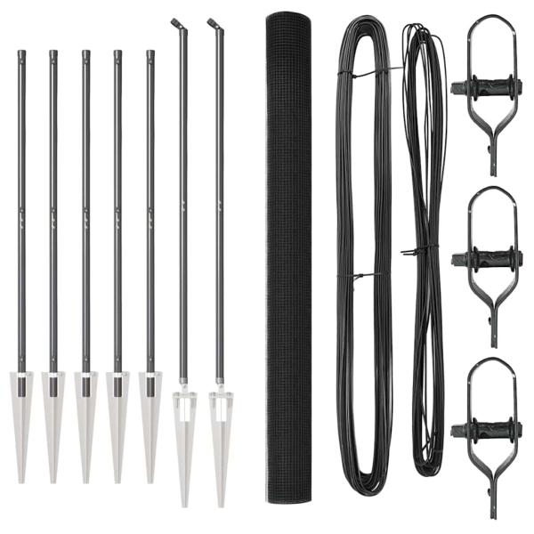 ARDEBO.de - Schweißdrahtzaun mit 7 Spikepfosten Grau 1,6x10 m Stahl