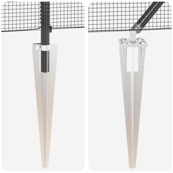 Zaunpfosten Set 2er Bundle Grau Metall und Kunststoff 25 x 1 m