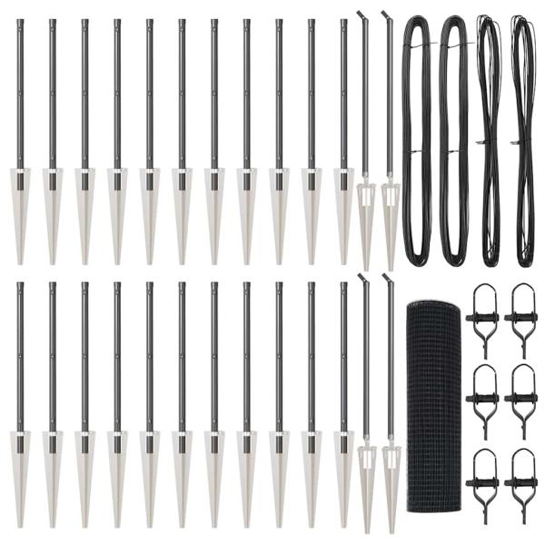 Schweißdrahtzaun mit 13 Spike-Posts Grau 1x50 m Stahl