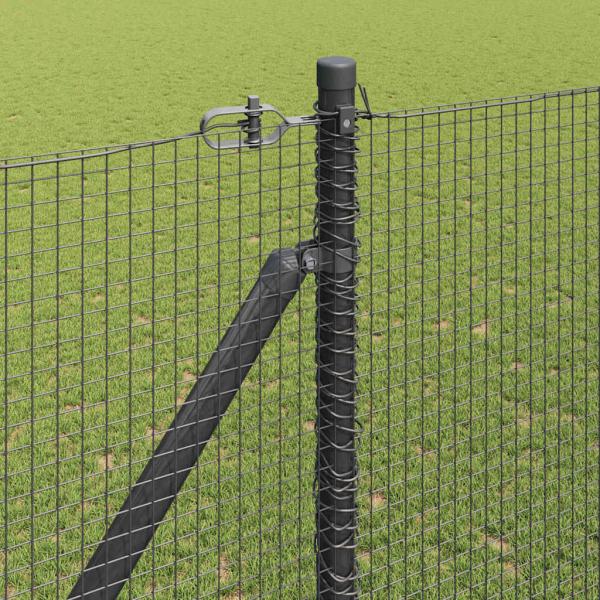 Geschweißter Drahtzaun mit 13 Spike-Pfosten Grau 1,5x50 m Stahl