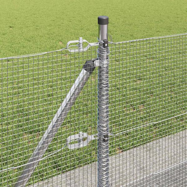 Schweißdrahtzaun mit 7 Flanschepfosten 0.4x10 m Feuerverzinkter Stahl