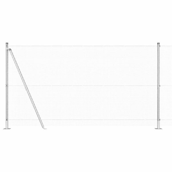 Verzinkter Drahtzaun mit 7 Flanschpfosten 1,2x10 m verzinkter Stahl